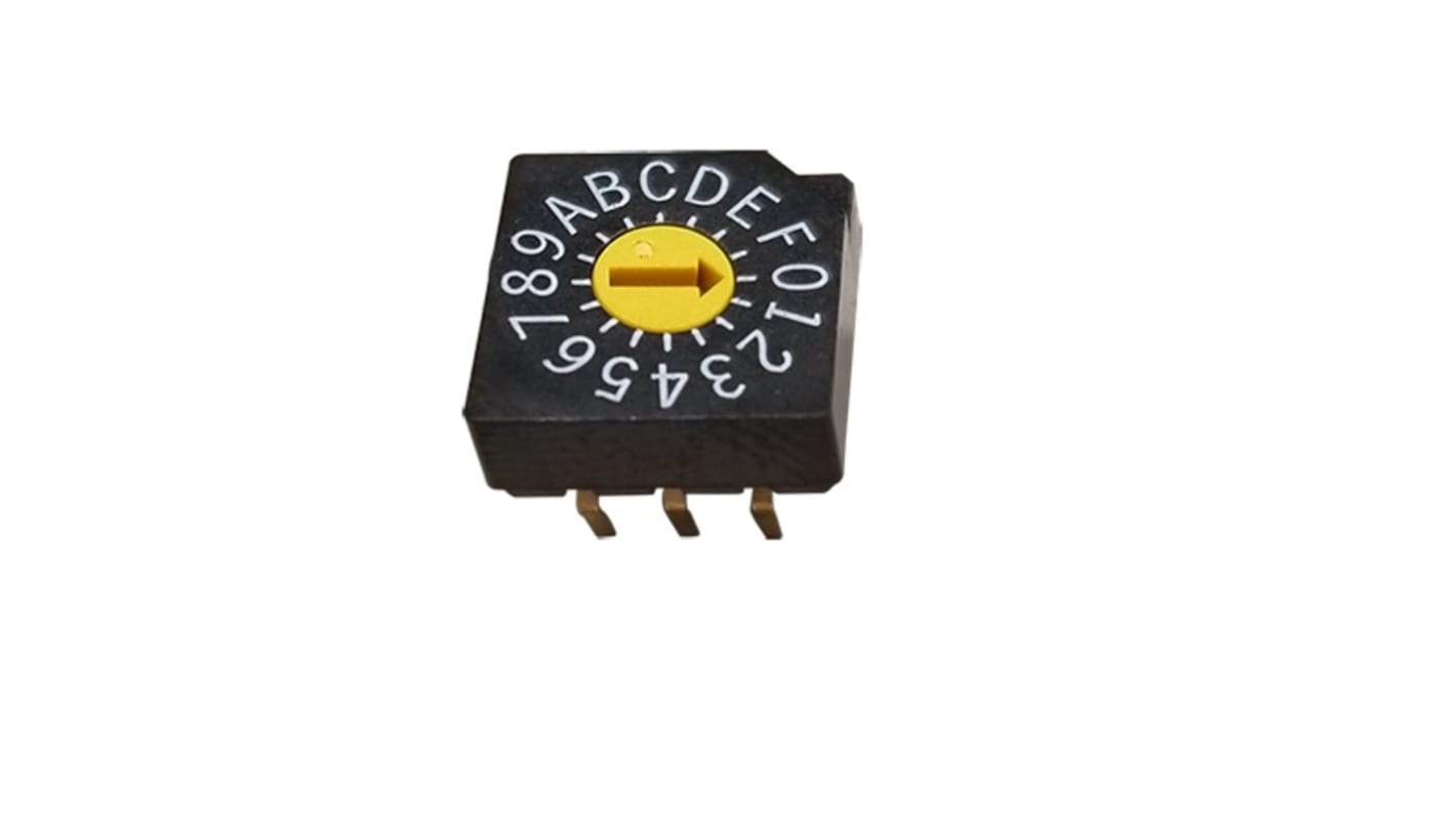 NIDEC COPAL ELECTRONICS GMBH SD-1000, 16 Position, Hexadecimal Rotary Switch, 100 mA, Pin