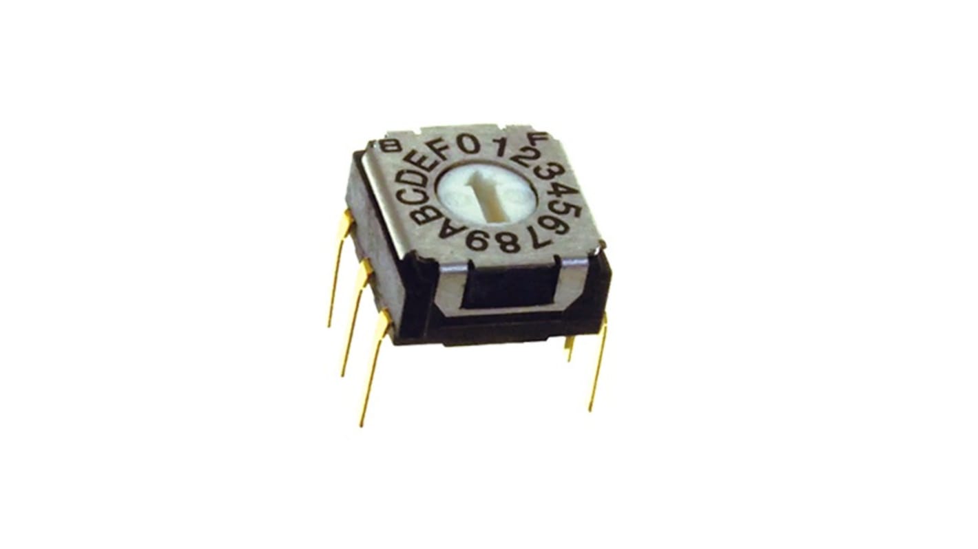 NIDEC COPAL ELECTRONICS GMBH SH-7000, 16 Position, Hexadecimal Rotary Switch, 100 mA, Pin