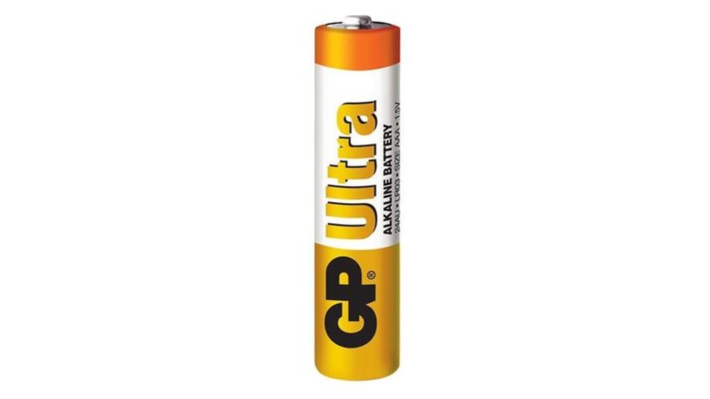 Baterías AAA, GP Batteries Ultra Alkaline, 1.5V, terminal plano