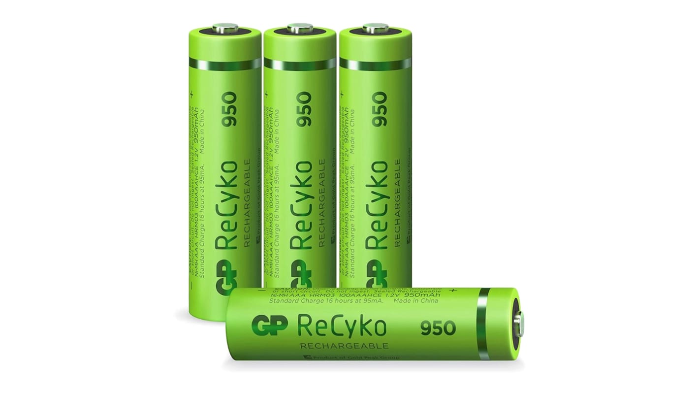 Batteria ricaricabile NiMH AAA Gp Batteries, 1.2V, 950mAh, terminale Piatta