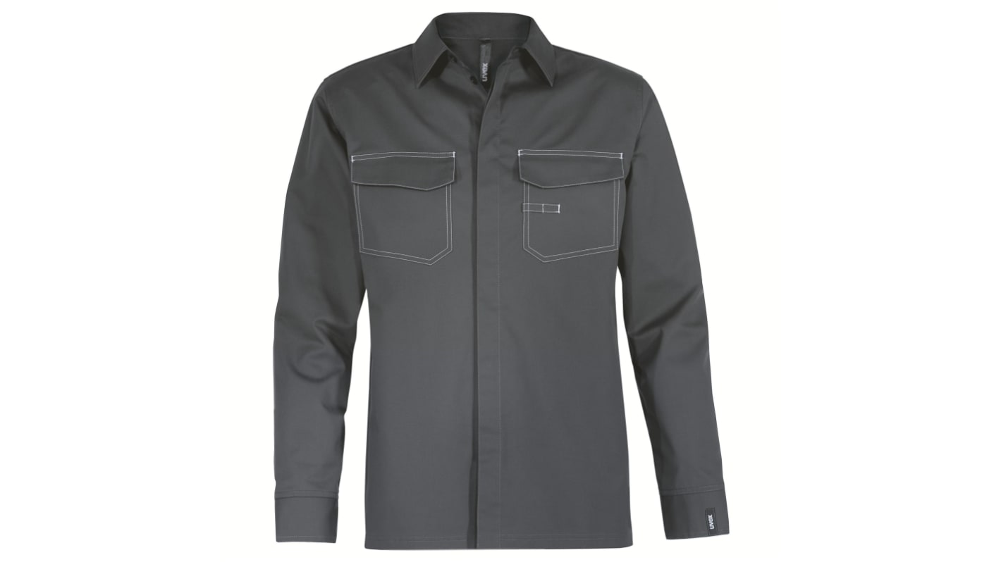 Uvex suXXeed GreenCycle Grey Cotton, Elastane, Polyester Work Shirt, UK M, EU M