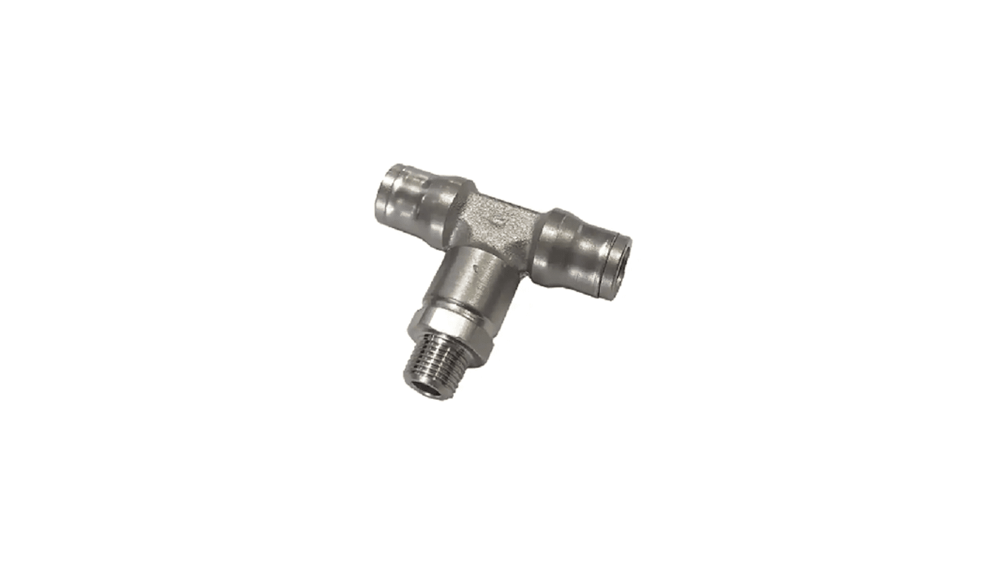 Legris 3608 Series Tee Threaded Adaptor, R 1/8 Male to Push In 4 mm, Threaded-to-Tube Connection Style