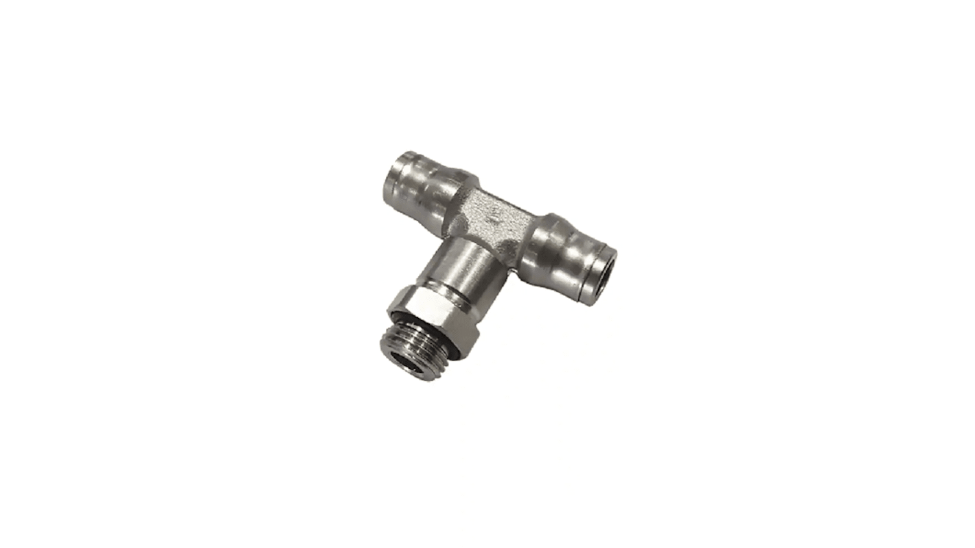 Legris 3698 Series Tee Threaded Adaptor, G 1/4 Male to Push In 10 mm, Threaded-to-Tube Connection Style