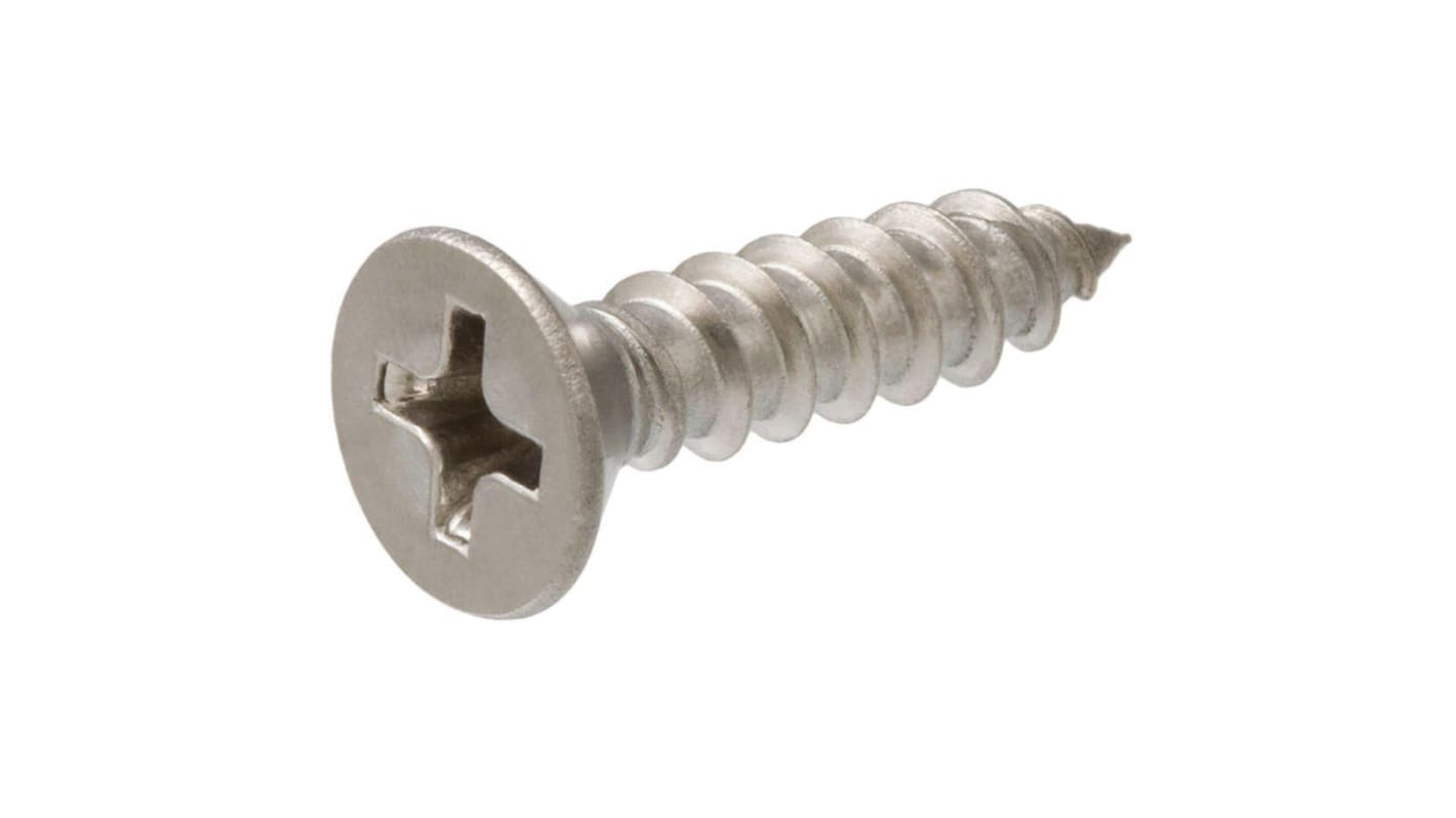 RS PRO Phillips Flat Steel Wood Screw, 4in Thread