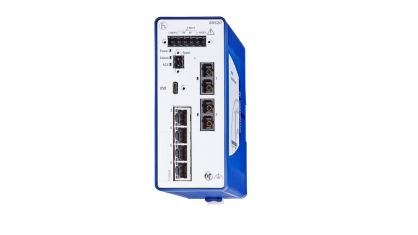 Hirschmann BOBCAT Series DIN Rail Mount Ethernet Switch, 6 RJ45 Ports, 1000 → 2500Mbit/s Transmission, 12 → 24V dc