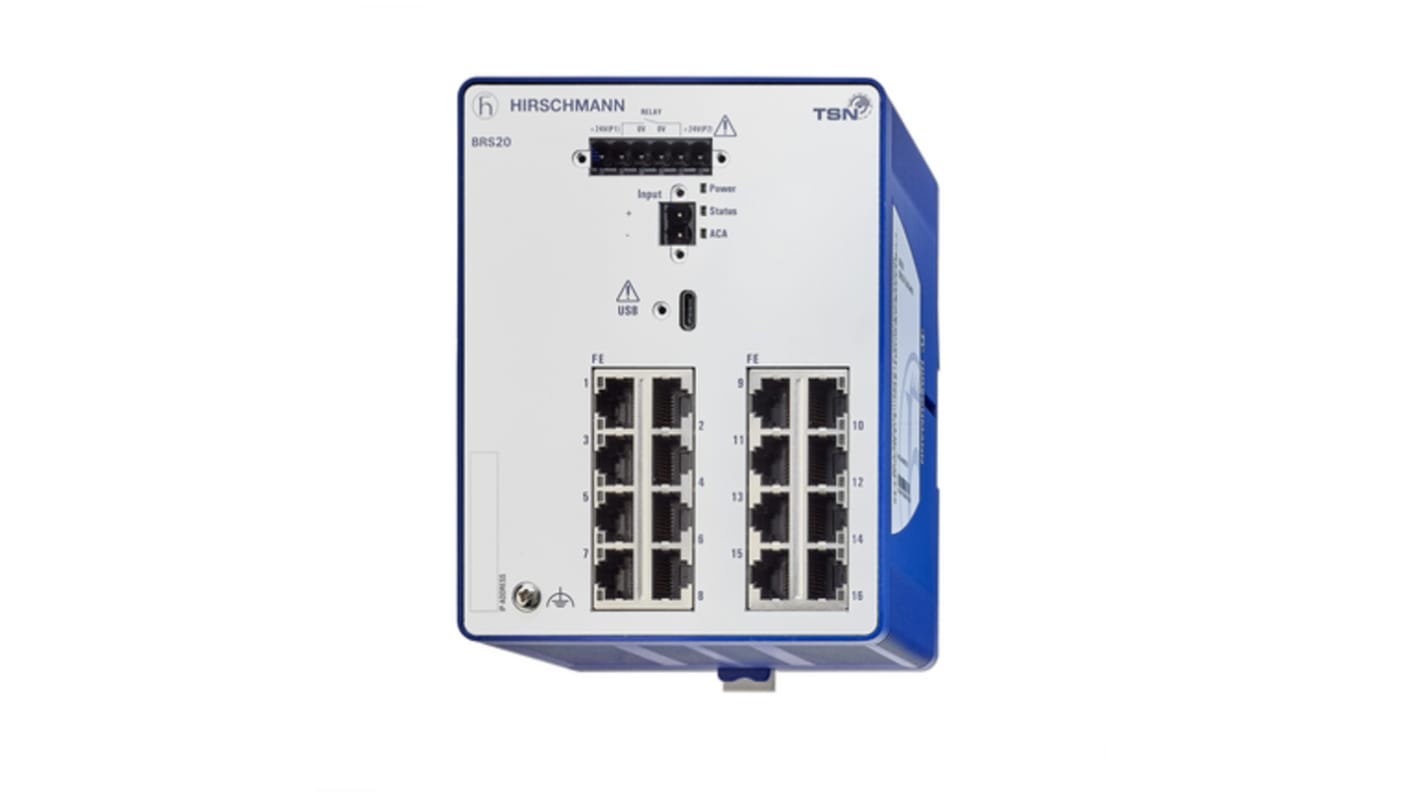 Hirschmann BOBCAT Series DIN Rail Mount Ethernet Switch, 16 RJ45 Ports, 1000 → 2500Mbit/s Transmission, 12 → 24V dc