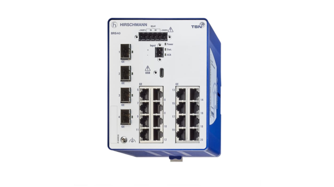 Hirschmann BOBCAT Series DIN Rail Mount Ethernet Switch, 20 RJ45 Ports, 1000 → 2500Mbit/s Transmission, 12 → 24V dc