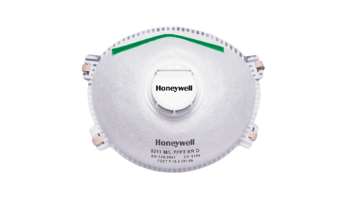 Mascherine usa e getta FFP2 con valvola Honeywell Safety 5211, col. Colore bianco, con clip per naso regolabile20