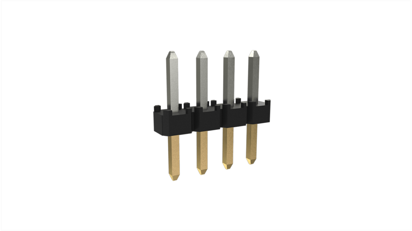 Amphenol ICC Minitek Series Through Hole Pin Header, 4 Contact(s), 2.0mm Pitch, 1 Row(s), Unshrouded