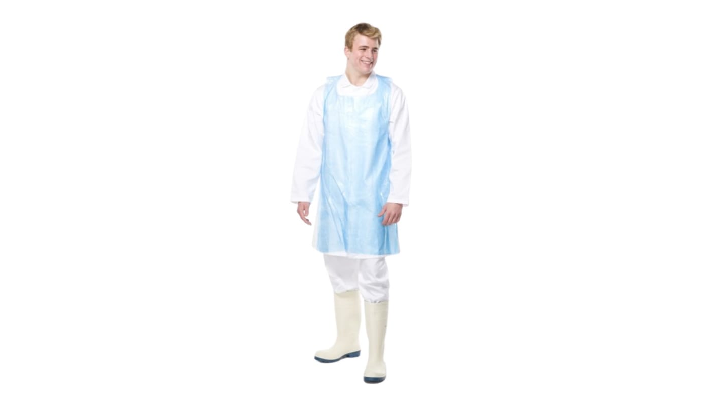 RS PRO Blue Polythene Disposable Apron, 200Each Per Box