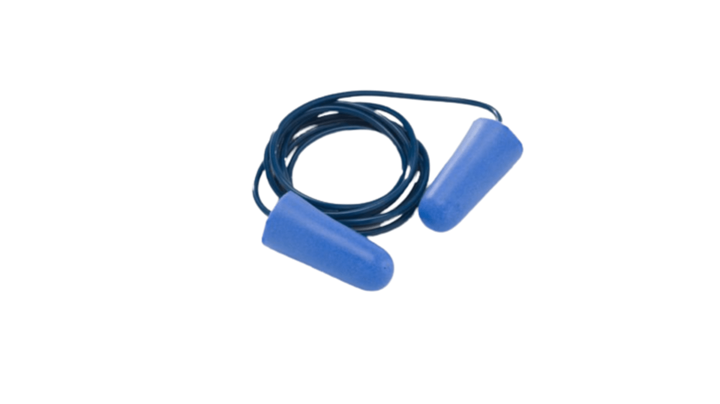 Tapones desechables Azul con cable RS PRO, atenuación SNR 37dB, 200 pares