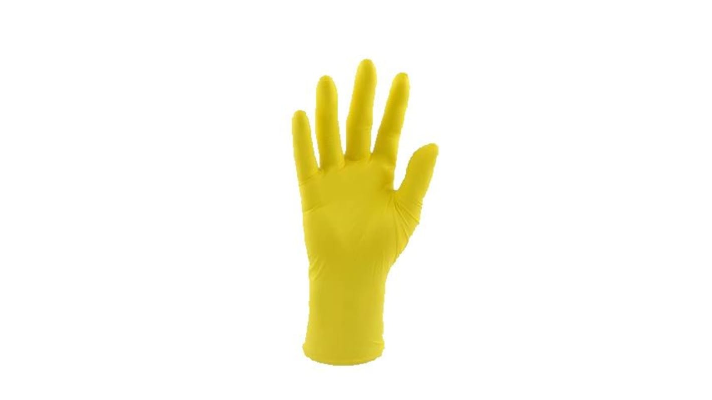 RS PRO Yellow Powder-Free Nitrile Disposable Gloves, Size XL, 100 per Pack