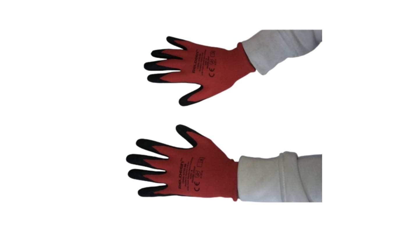 RS PRO Black/Red Nylon General Purpose Gloves, Size 8, Nitrile Coating
