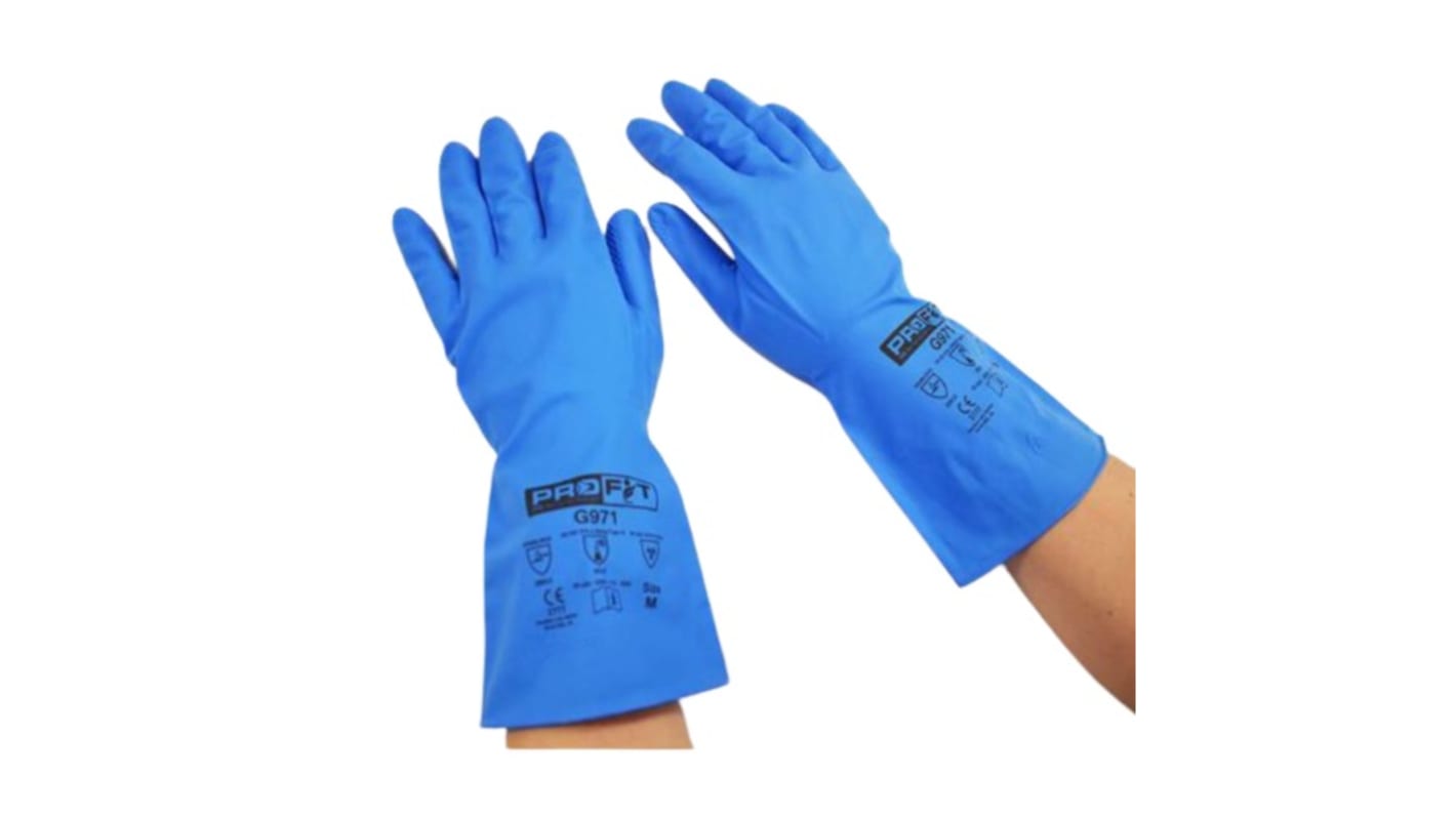 RS PRO Blue Nitrile Chemical Resistant, Cut Resistant Gloves, Size 8