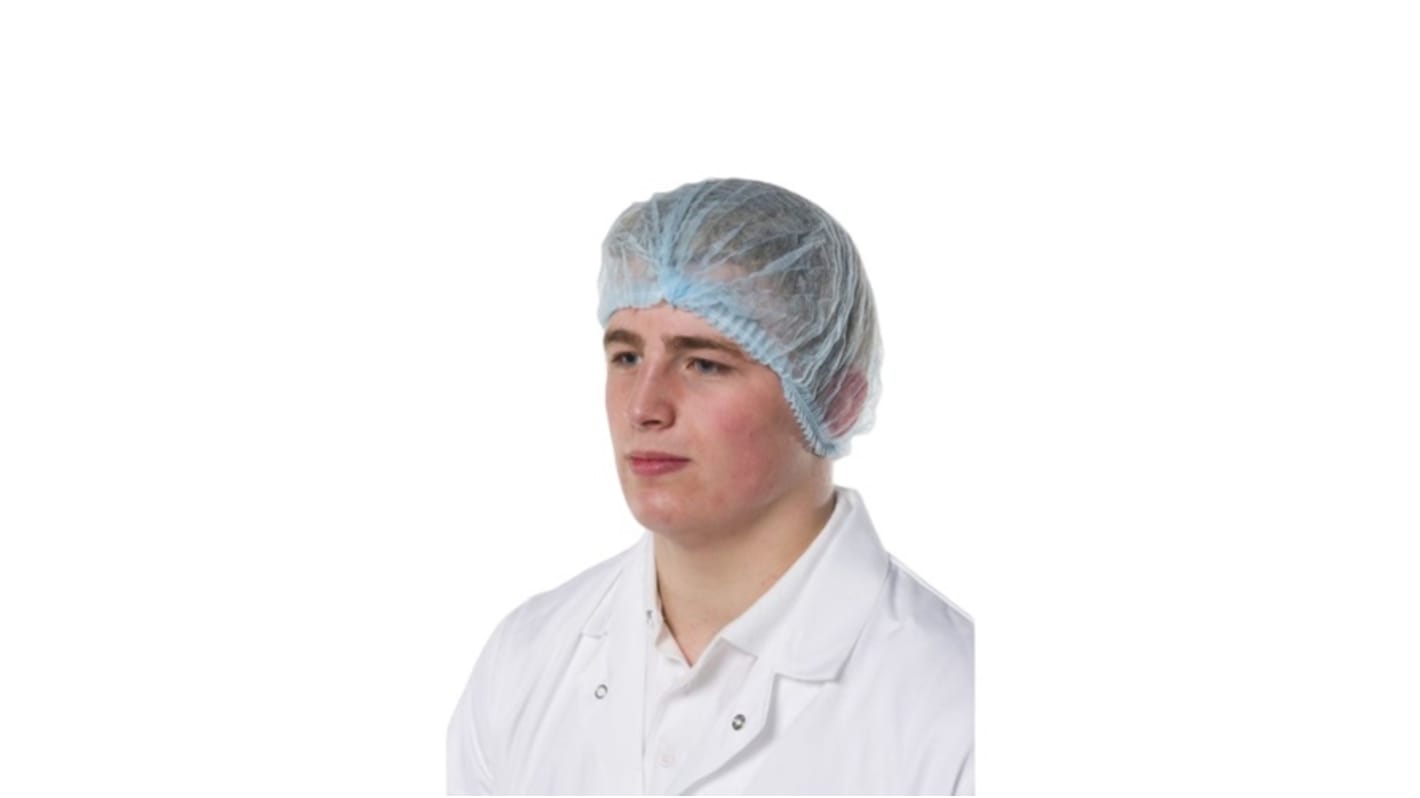 RS PRO Yellow Disposable Hair Net for Food Industry Use, One-Size, Mob Cap Type, Non-Metal Detectable, 100Each per