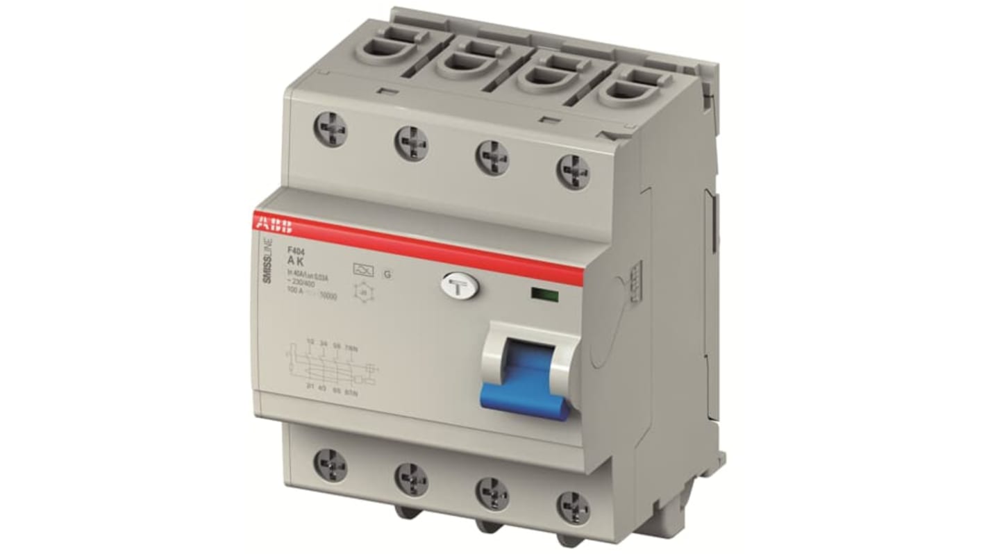 ABB RCCB, 4-polig, 40A, 100mA Typ F SMISSLINE TP 400V ac