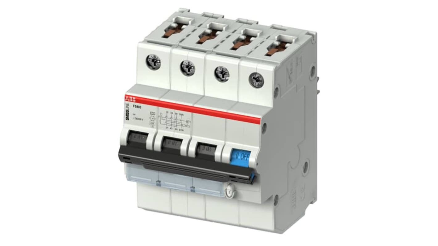 RCCB ABB, 20A Tipo B, 4 Polos, 30mA SMISSLINE TP 415V ac