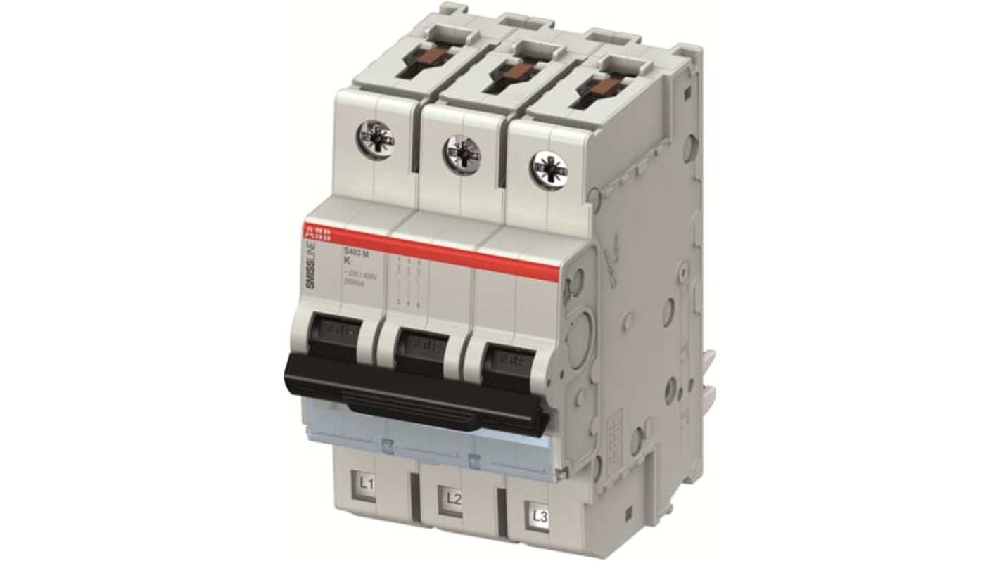 ABB SMISSLINE TP MCB, 3P, 1A Curve K, 415V AC