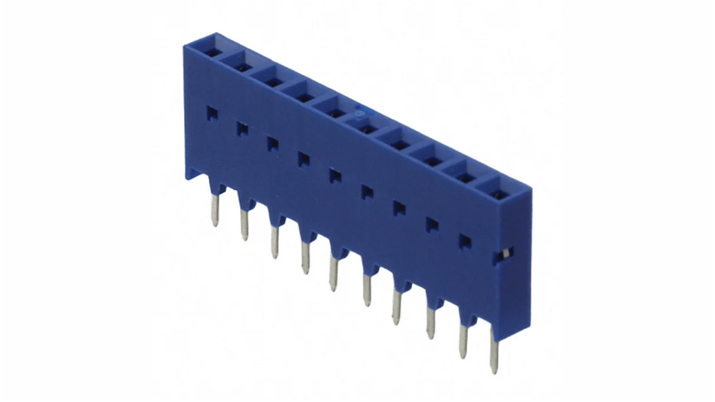 Conector hembra para PCB Amphenol ICC, de 10 vías en 1 fila, paso 2.54mm, Montaje Superficial