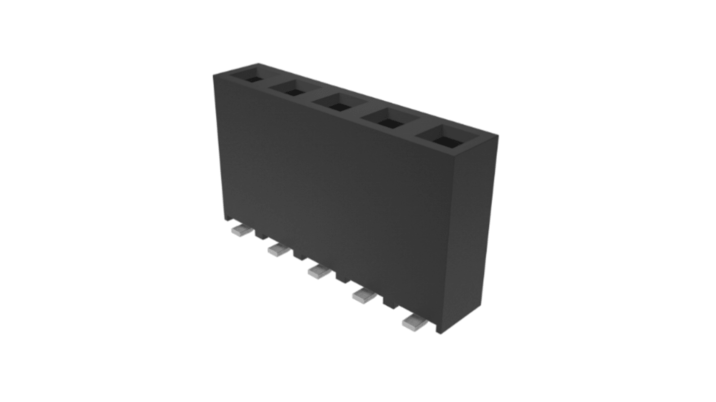 Conector hembra para PCB Amphenol ICC, de 5 vías en 1 fila, paso 2.54mm, Montaje Superficial