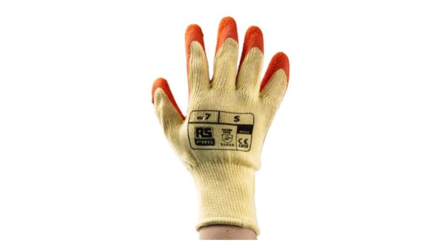 RS PRO Orange Abrasion Resistant, Tear Resistant Work Gloves, Size 9, Latex Coating