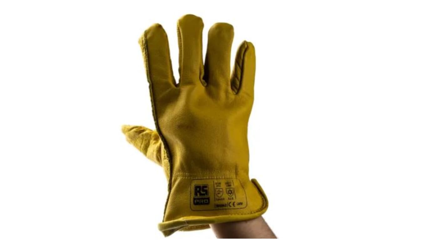 RS PRO Yellow Leather Thermal Work Gloves, Size 9, Large