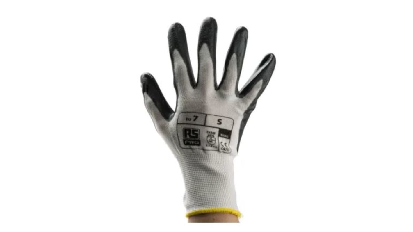 RS PRO Grey Abrasion Resistant Work Gloves, Size 9, Nitrile Coating