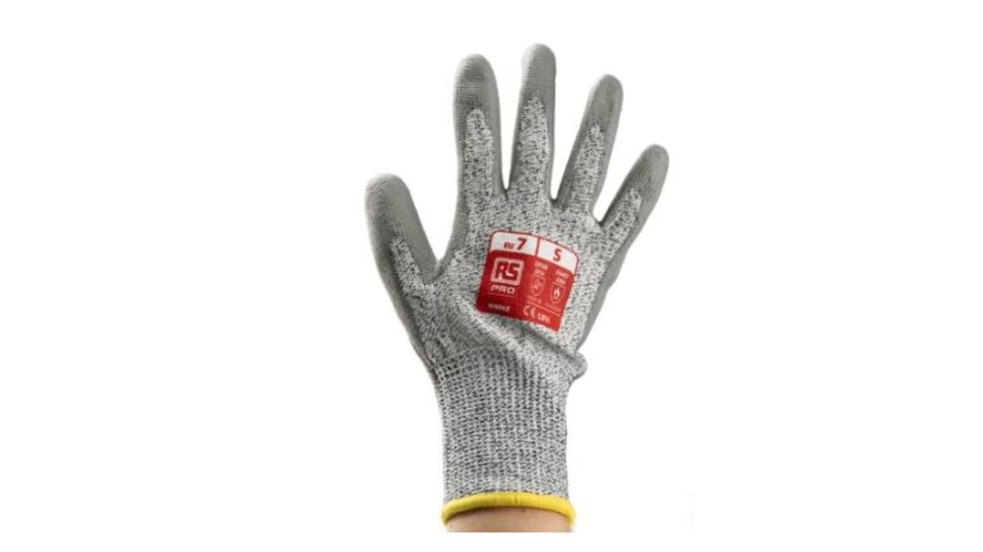 RS PRO Grey HPPE Cut Resistant Work Gloves, Size 9, Large, Polyurethane Coating