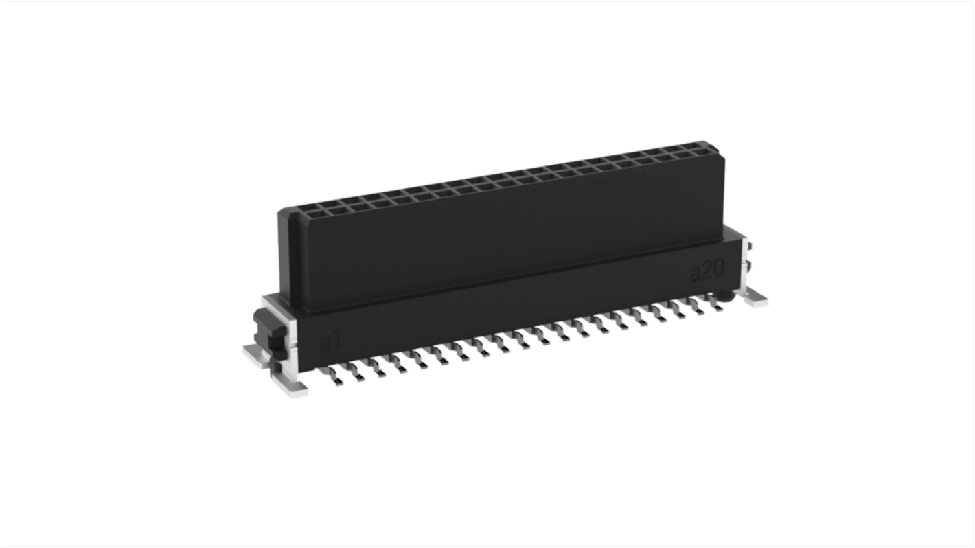 ERNI PCB aljzat 1.27mm 40 érintkezős, 2 soros , Felületszerelt, Függőleges NYÁK-csatlakozó aljzat