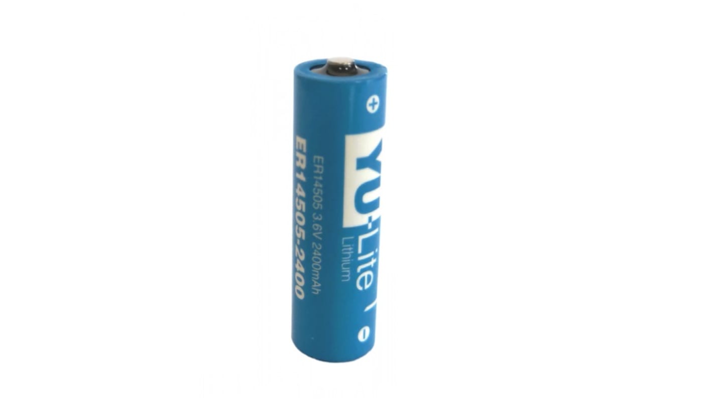 Yuasa ER 14505 AA Batterie, Lithium Thionylchlorid, 3.6V / 2.4Ah, flacher Anschluss