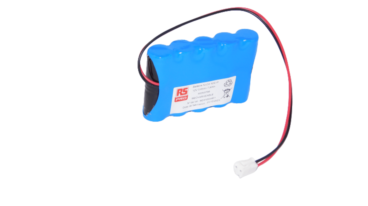 Pila recargable 2/3 A NiCd, 12V, 650mAh, RS PRO, terminal Conexión