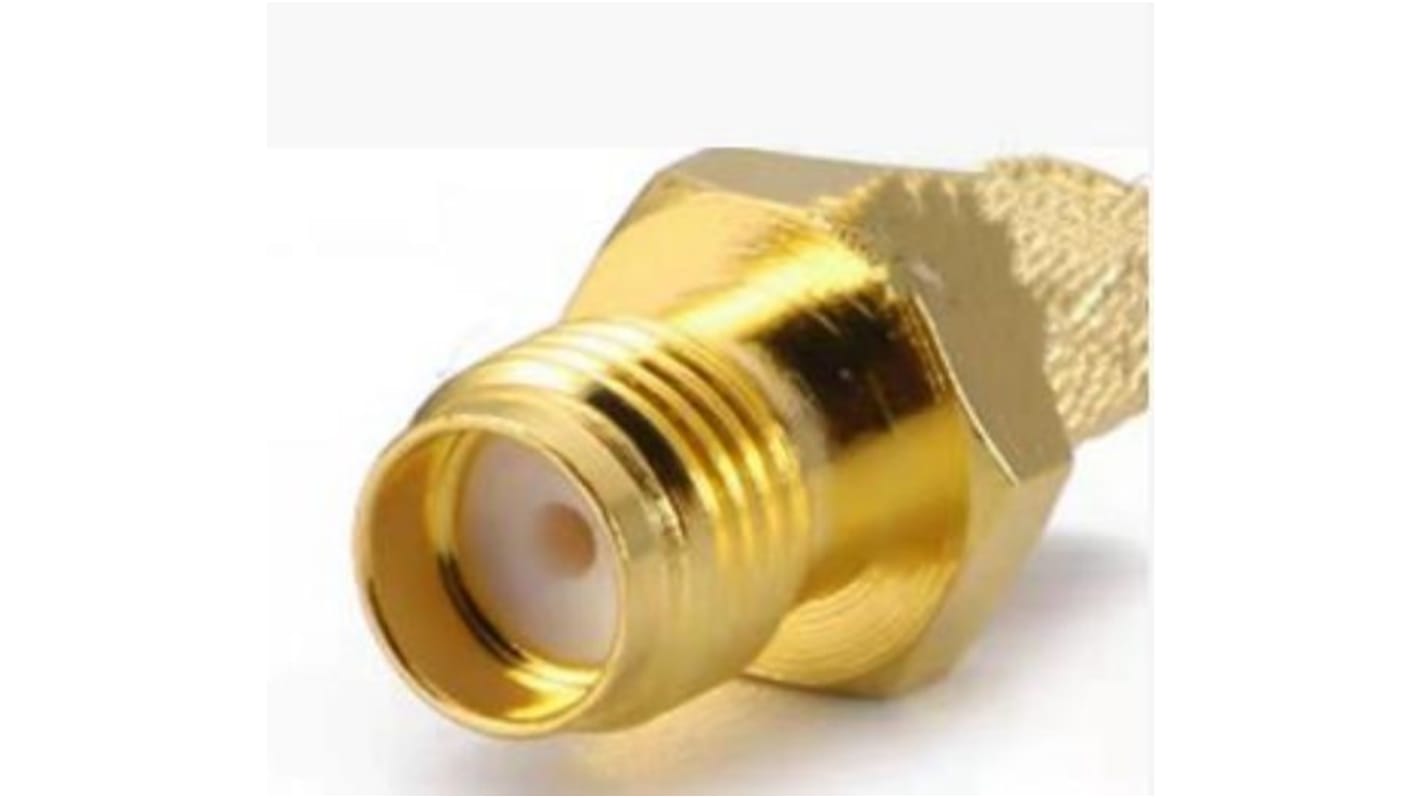 Conector coaxial RS PRO, Hembra, Recto, Impedancia 50Ω, Montaje de Cable, Terminación de Crimpado, 6GHz -45°C +165°C,