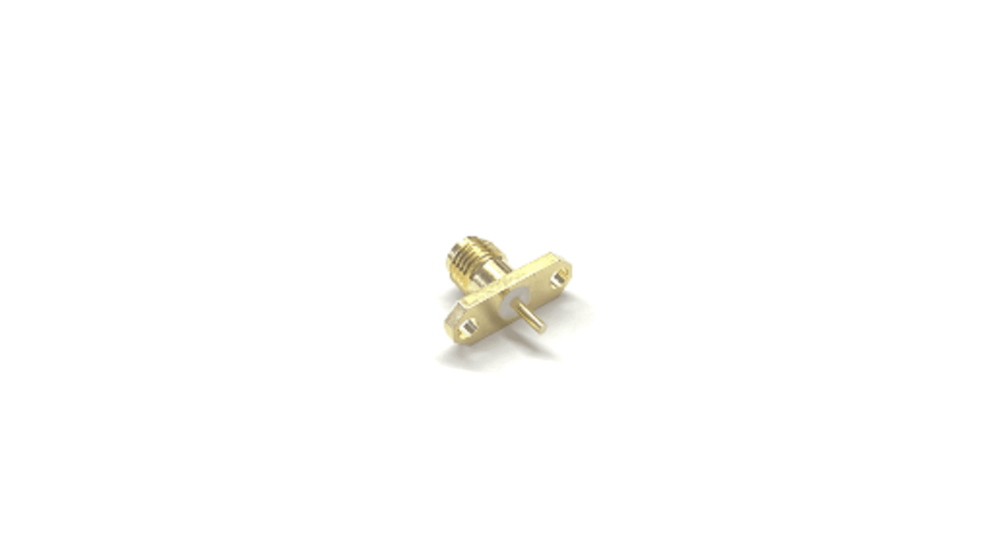 Conector coaxial RS PRO, Hembra, Recto, Impedancia 50Ω, Montaje de Reborde, Terminación de Soldador, Sí, 18GHz +165°C