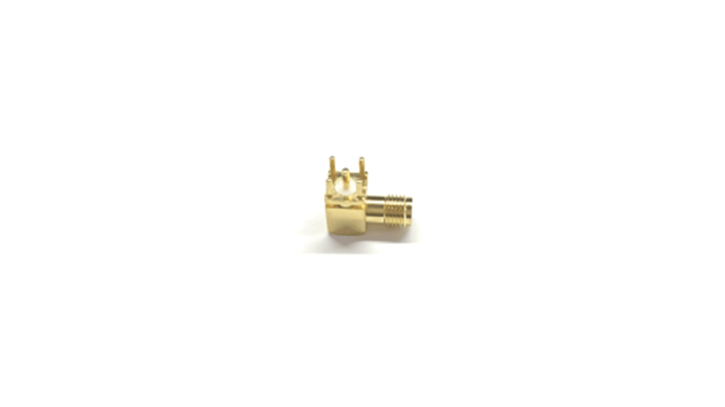 RS PRO, jack PCB Mount SMA Connector, 50Ω, Solder Termination, Right Angle Body