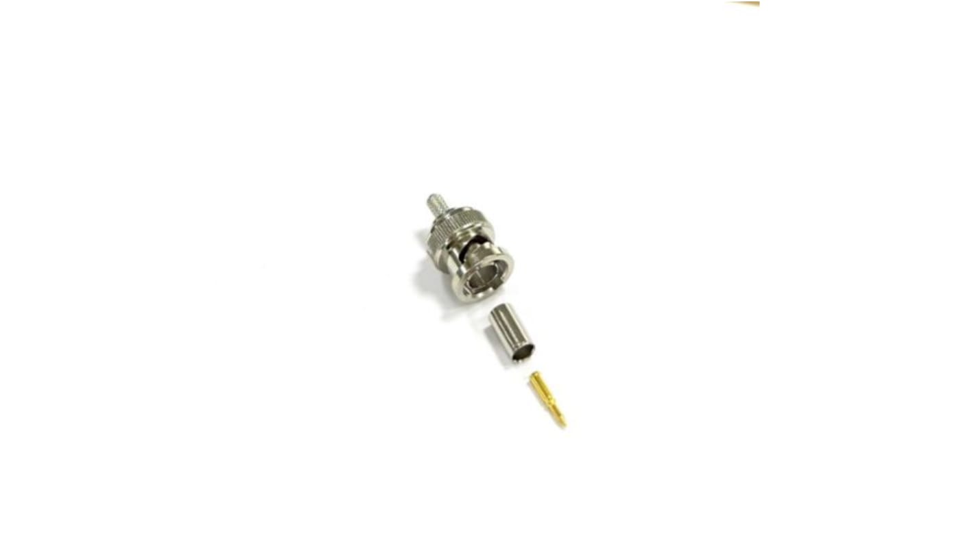 Conector coaxial RS PRO, Macho, Recto, Impedancia 75Ω, Montaje de Cable, Terminación de Crimpado, 3GHz -45°C +165°C,