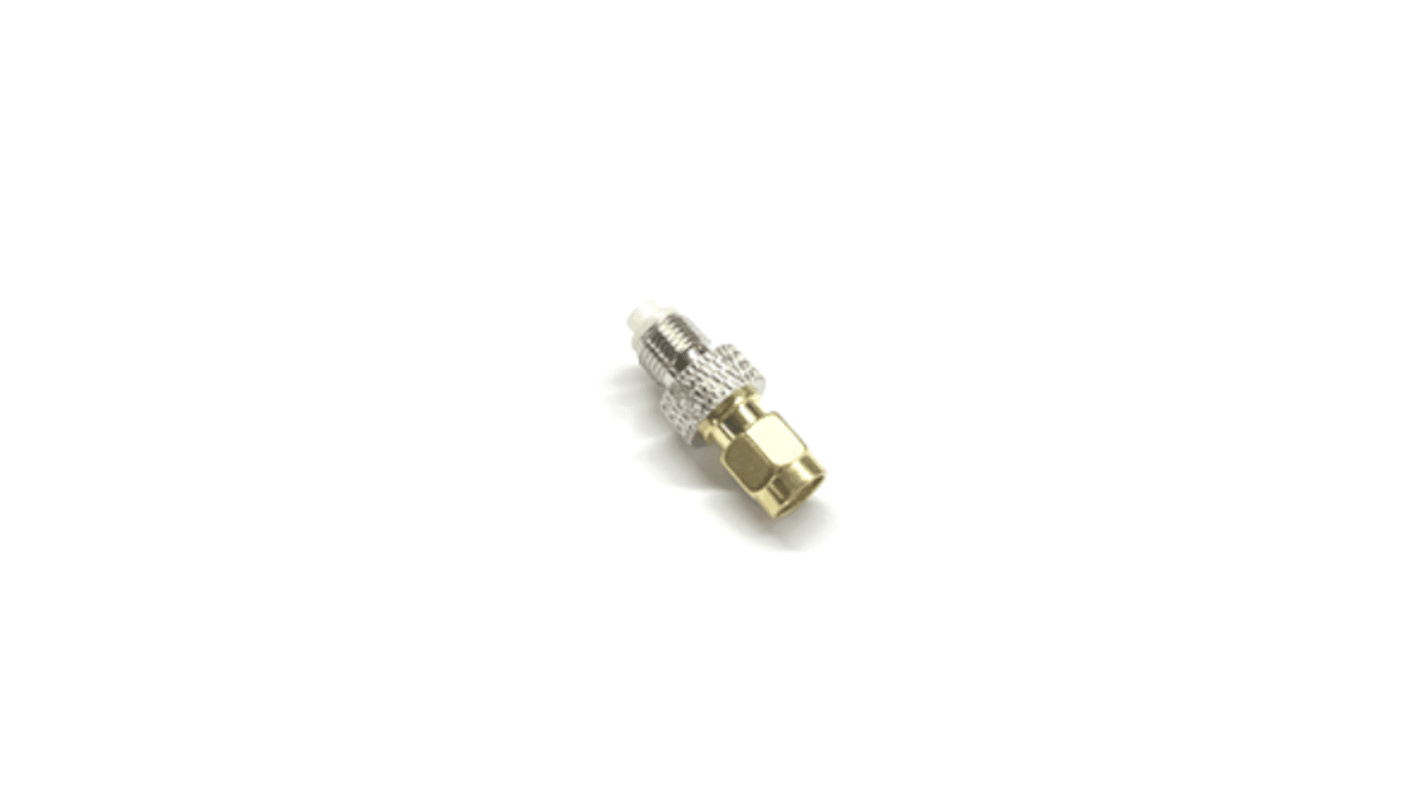 Adaptador coaxial RS PRO 50Ω, Conector Hembra Recto FME a Conector Macho SMA, 900MHZ Coaxial Oro