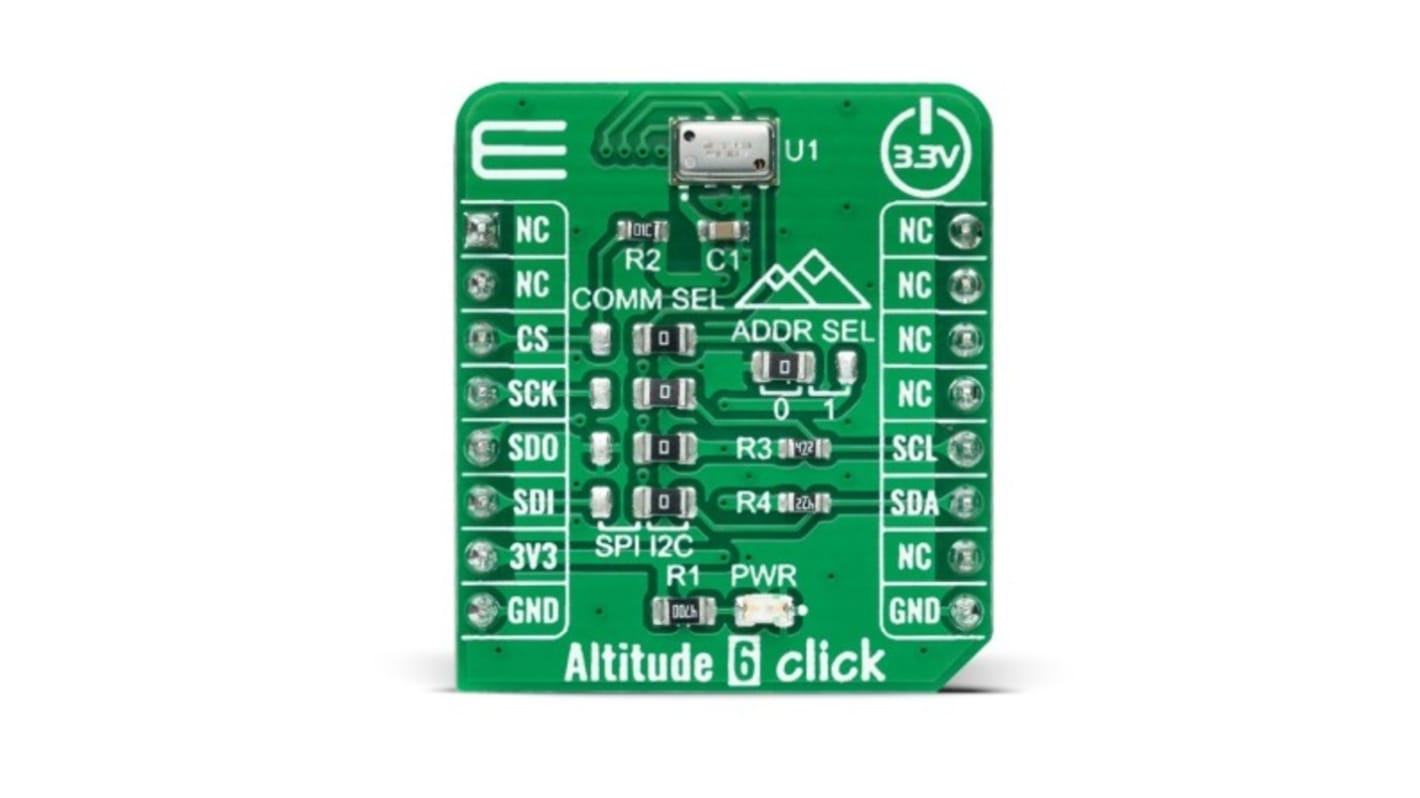 Placa complementaria Sensor de presión MikroElektronika Altitude 6 Click - MIKROE-4903, para usar con MikroBUS