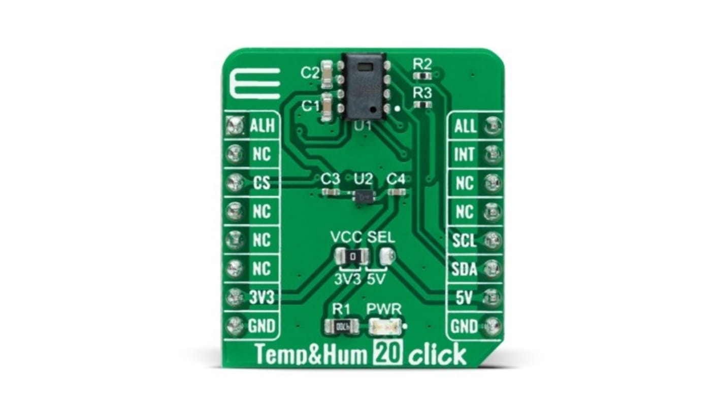 Scheda aggiuntiva Temp & Hum 20 Click MikroElektronika, con Sensore temperatura e umidità