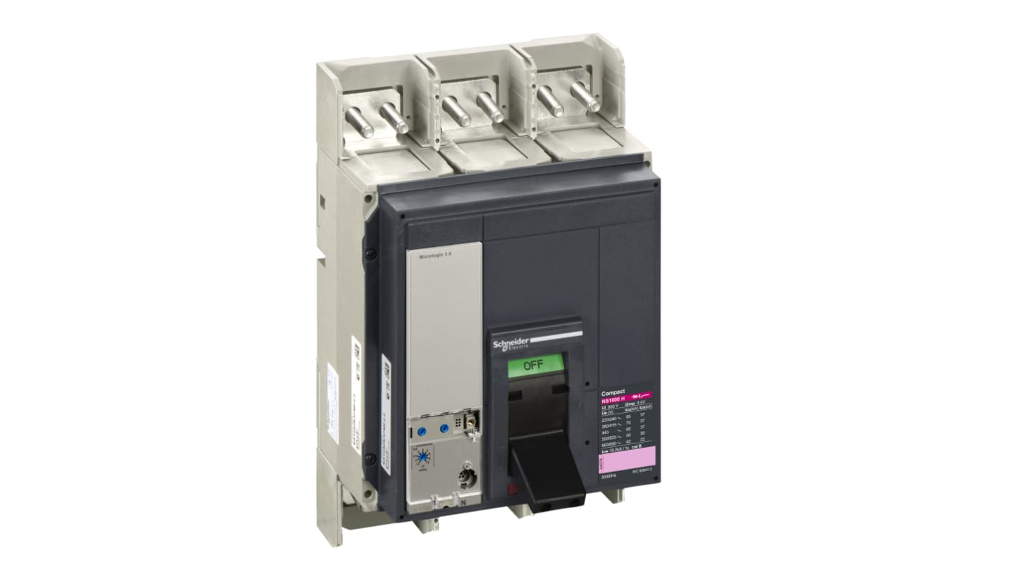 MCCB Schneider Electric, 3 Polos, 1.6kA, Montaje fijo, Compacto