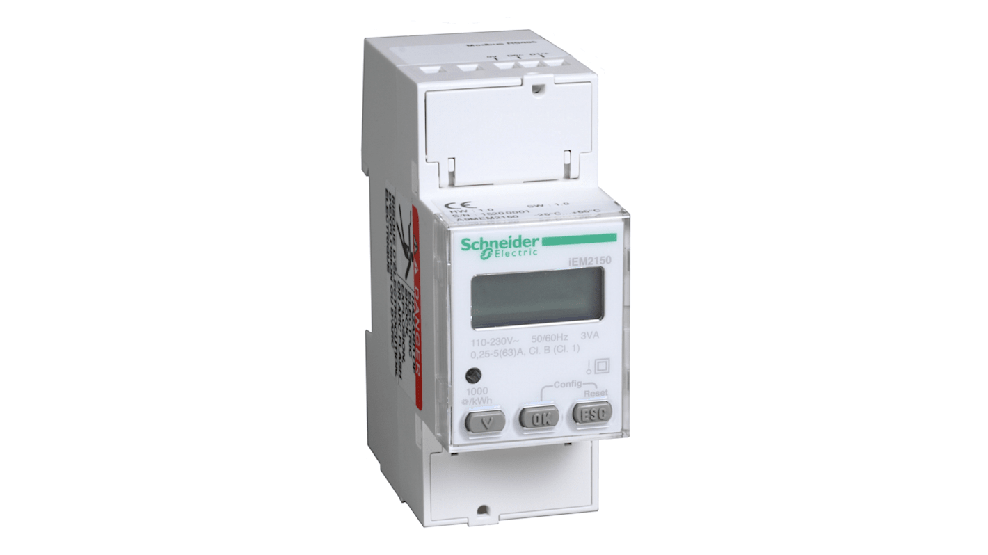 Medidor de energía Schneider Electric serie IEM2150, display LCD, 1, 3 fases