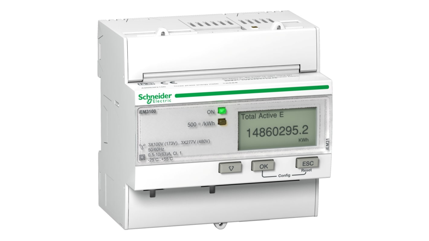 Medidor de energía Schneider Electric serie IEM3000, display LCD, 1, 3 fases