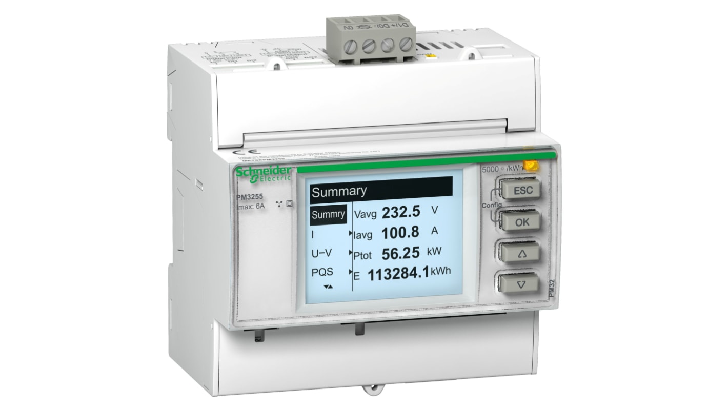 Medidor de energía Schneider Electric serie PM3250, display &#149; LCD retroiluminado, 1, 3 fases