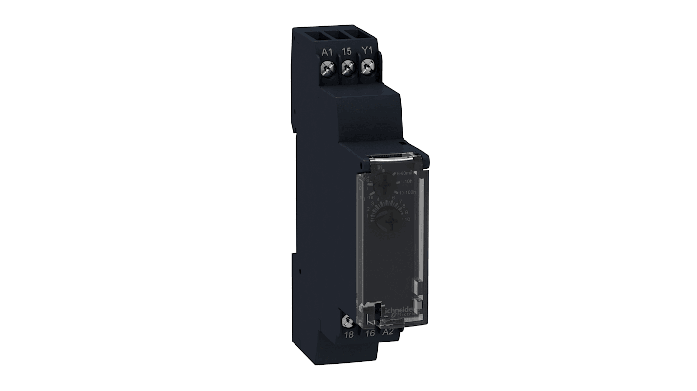 Schneider Electric Harmony Time Series DIN Rail Mount Timer Relay, 240V ac, 1-Contact, 1 Secs, 100 Hrs, 1-Function, SPDT