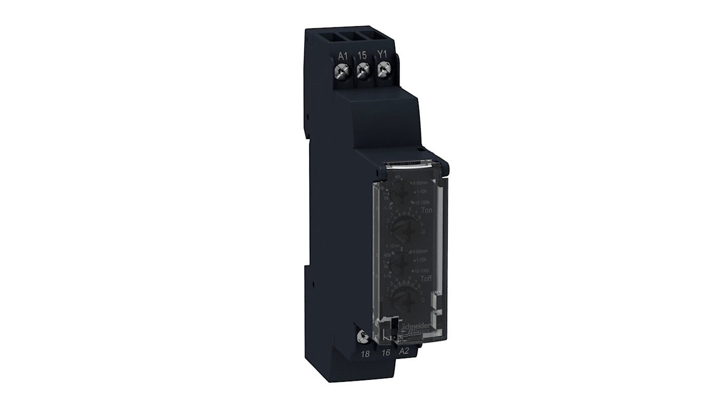 Schneider Electric Harmony Time Series DIN Rail Mount Timer Relay, 240V ac, 1-Contact, 1 Secs, 100 Hrs, 2-Function, SPDT