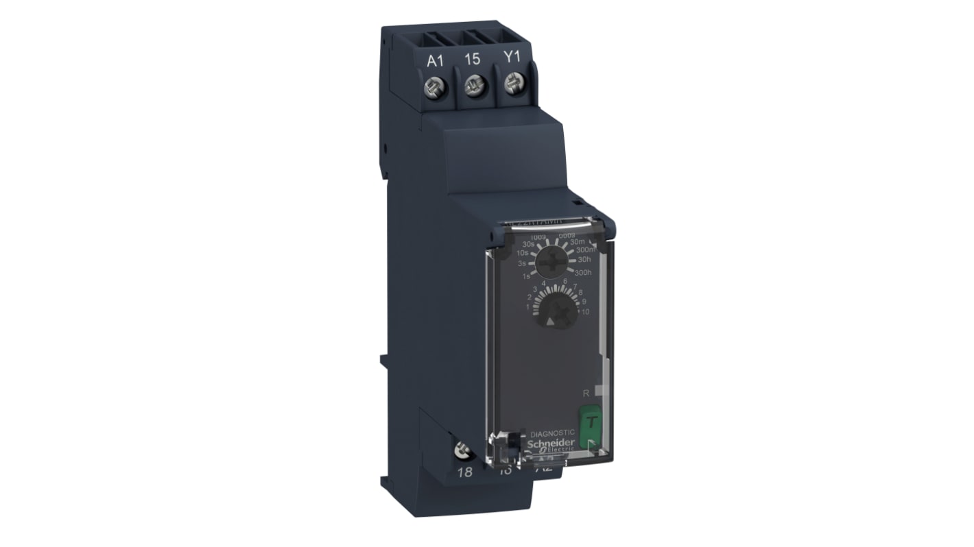 Schneider Electric Harmony Time Series DIN Rail Mount Timer Relay, 240V ac, 2-Contact, 0.05 Secs, 300 Hrs, 2-Function,