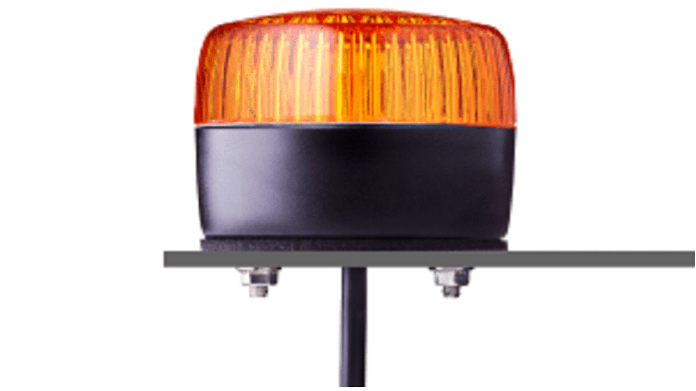 AUER Signal PFL Series Amber Multi Strobe Beacon, 24 V ac/dc, Base Mount, LED Bulb, IP67, IP69