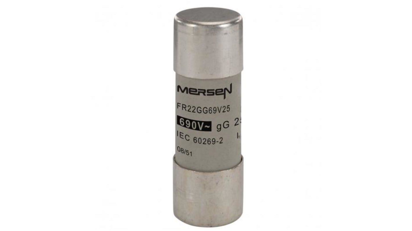 Mersen Üvegbiztosíték 25A 22.2 x 58mm 690V ac