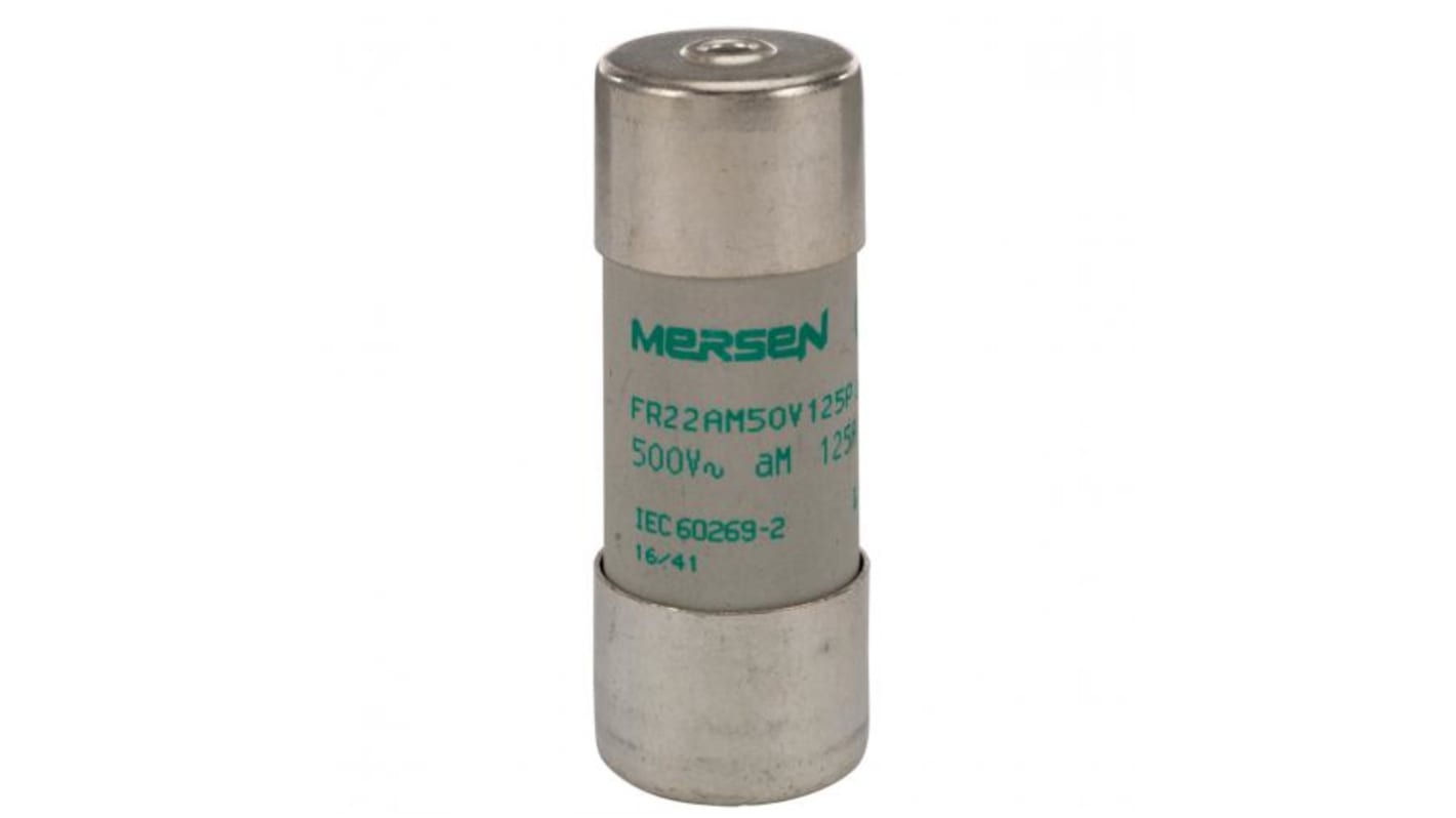 Mersen 125A Slow-Blow Ceramic Cartridge Fuse, 22.2 x 58mm