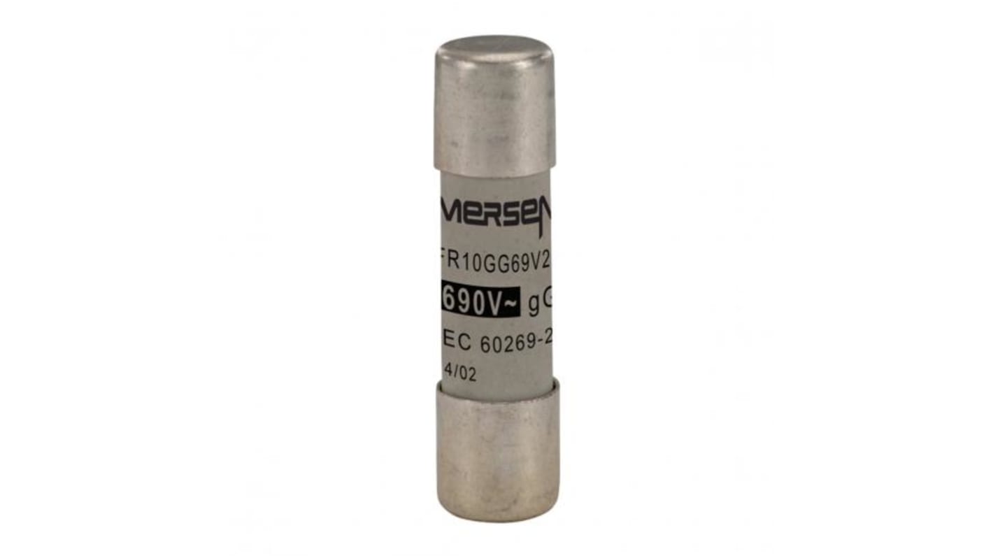 Mersen 2A Slow-Blow Ceramic Cartridge Fuse, 10 x 38mm