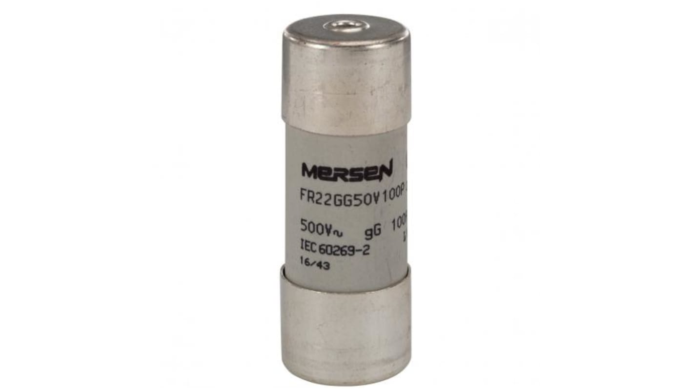 Mersen 100A Slow-Blow Ceramic Cartridge Fuse, 22.2 x 58mm